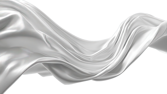Elegant, flowing white fabric drapes in a dynamic, flowing pattern