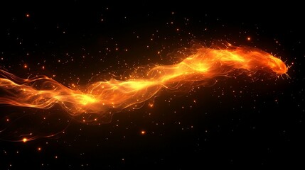 Abstract fiery stream against dark background