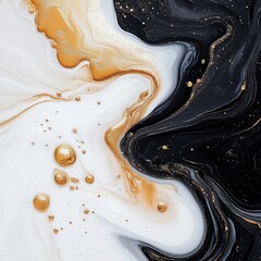 Abstract Black White Marble Texture with Gold Veining