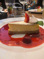 Cheesecake with strawberry on top