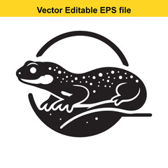 Gecko Silhouette in Circle: Vector Editable EPS File