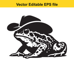 A dashing frog in a cowboy hat, a whimsical illustration