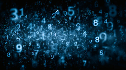 fondo de n&uacute;meros digitales azules sobre fondo oscuro, concepto tecnol&oacute;gico