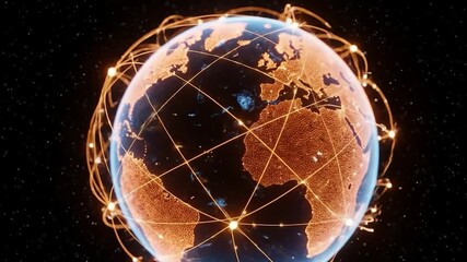 Global Network Connections Animated Earth - Powered by Adobe