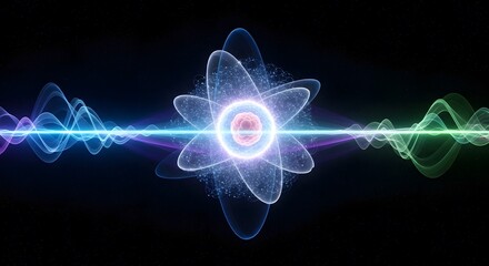 Abstract Quantum Energy Waveforms: Vibrant Glowing Atomic Structure in Cosmic Space