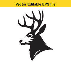 Majestic Deer Head Silhouette: A Vector Graphic for Logos and Designs
