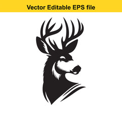 Majestic Mule Deer Head Silhouette: A Vector Graphic