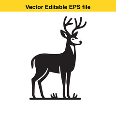 Majestic Deer Silhouette: A Vector Illustration of a Buck