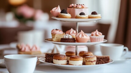 Assorted pastries on tiered stand