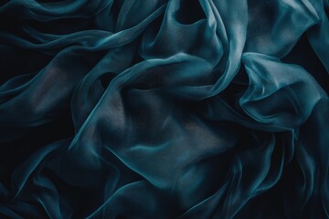 Obraz premium Deep teal fabric draped in flowing folds