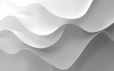 Abstract grayscale image featuring overlapping curved paper sheets creating a dynamic, three-dimensional composition with subtle light and shadow interplay. : Generative AI. High quality