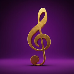 Fototapeta premium G Clef: Elegant Gold Musical Symbol on Purple Background