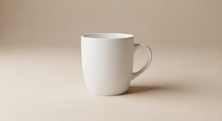 Simple White Coffee Mug, Minimalist Mug Design, Clean White Ceramic Mug, Blank Mug Mockup, Porcelain Mug Photography