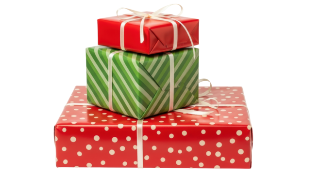 Isolated Stack of Christmas Gifts