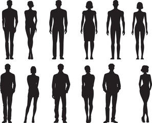 Human Silhouette Collection Featuring Diverse Standing Poses