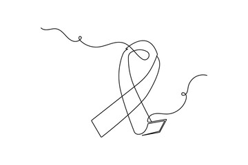 Obraz premium World aids ribbon continuous one line drawing minimalist outline vector art 