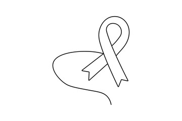 World aids ribbon continuous one line drawing minimalist outline vector art
