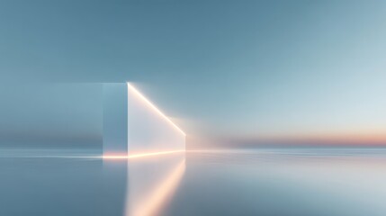 Abstract Glowing White Corner in Blue Void