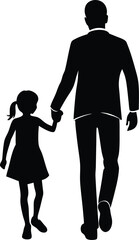 Father and Daughter Walking Silhouette - Bond of Love and Togetherness