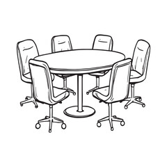 Simple elegant conference table outline drawing vector