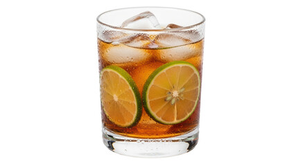Isolated Glass of Cola with Lime Slices