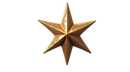 Golden star decoration on white background for Christmas and holiday season