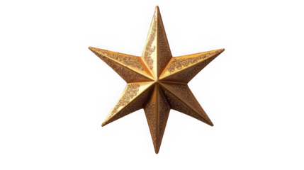Golden star decoration on white background for Christmas and holiday season