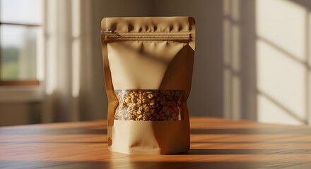 Kraft Paper Stand Up Pouch with Zipper for Coffee Beans or Snacks - Eco-Friendly Packaging