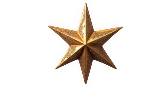 Golden star decoration on white background for Christmas and holiday season