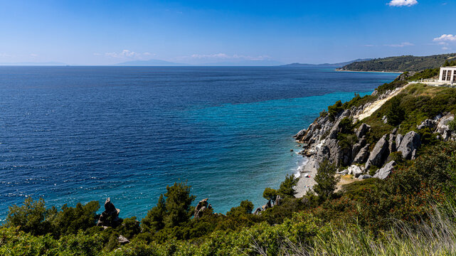 View of Loutra Beach below Agia Paraskevi, Kassandra