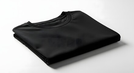 Folded Black T-Shirt Mockup Perfect for Design Presentations and Apparel Branding