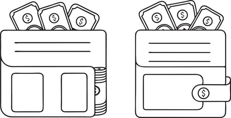 Wallet Icon with Cash Money Finance Banking Budget Personal Planner Vector Art