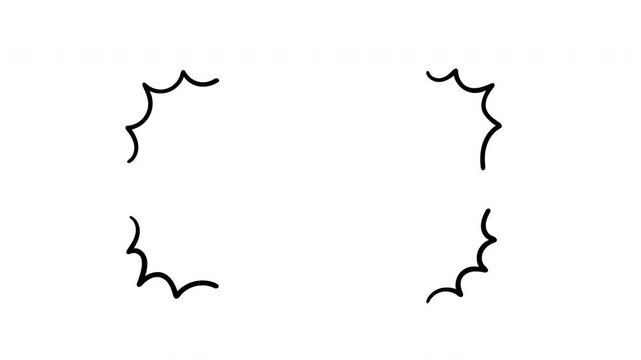 Bang effect accent burst lines, loopable hand drawn doodle animation on a white background 