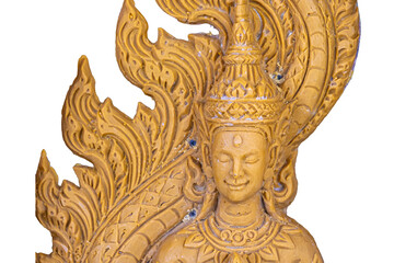 Thai style sculpture on white background, for Candle Festival Thai style carving.