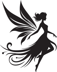 A cute fairy black silhouette design Vector Illustration.
