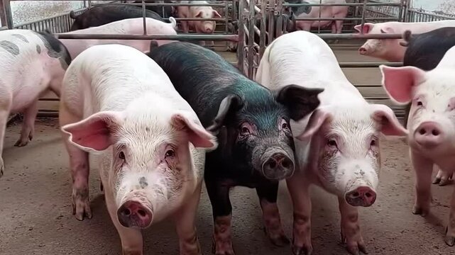 plusieurs cochons dans un enclos