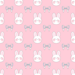 Seamless pattern consisting of cute little bunnies and ribbon. perfect for fabric and wall decoration.