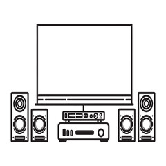 Simple vector illustration of home theater system equipment