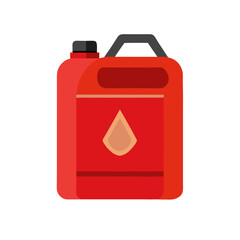 a red fuel canister or jerry can with a black handle and spout.