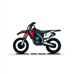 Obraz premium Red and White Dirt Bike Illustration, Vector Art Design, Flat Color Style, Side View