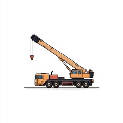 Powerful Crane Truck Icon A striking vector illustration of a robust crane truck, ready for heavy lifting tasks. The design is clean and modern.