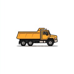 Fototapeta premium Powerful Dump Truck Illustration, Side View, Yellow, Clean Lines, Simple Design, Construction Vehicle Graphic