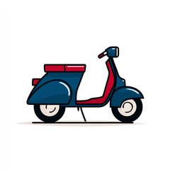 Classic Moped Illustration A Stylish Retro Scooter Design in Flat Colors, Perfect for a Vintage Theme.