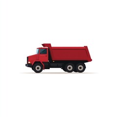 Fototapeta premium Powerful Red Dump Truck, ready for work. A strong vehicle for construction and hauling heavy loads. Illustration of a powerful machine.