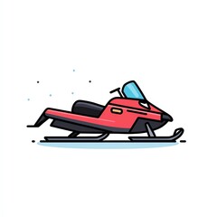 Red Snowmobile Vector Illustration A sleek, modern design of a snowmobile gliding across a snowy landscape. Perfect for winter sports or travel themes.