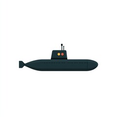 Fototapeta premium Undersea Vessel Sleek Submarine Icon Design, a Flat-Colored Vector Graphic