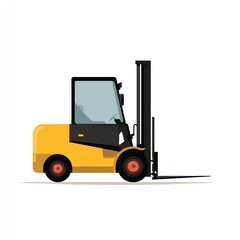 Powerful Yellow Forklift, Ready for Action. A robust design, efficient machine for material handling. Simple, clean lines.