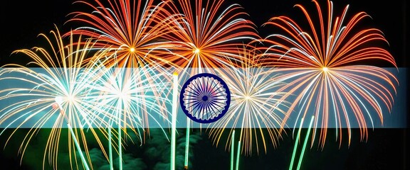 Vibrant Fireworks Display Celebrates India's Independence Day with Spectacular Night Sky Show