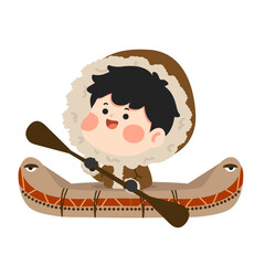 Illustration of an Eskimo Boy in Kayak © focus_bell