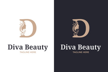 luxury monogram initial letter b silhouette of Face woman